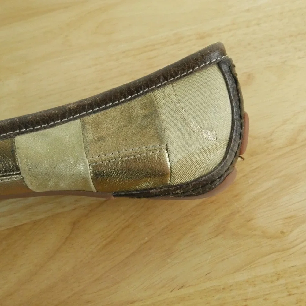 Coach Jasmine Patchwork Ballet Flats Gold Metallic Suede 10 M Y2K Vintage Shoes
